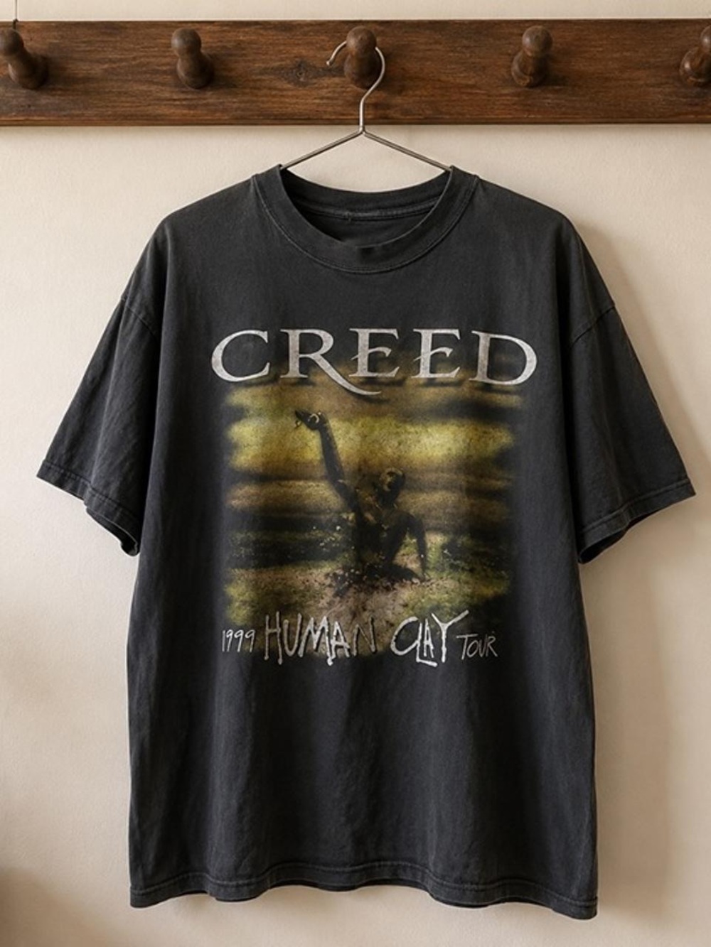 Creed 1999 Black Human Clay Tour Graphic T-shirt - Gildan 5000
